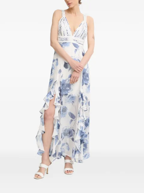 GUESS USA maxi floral-print ruffled dress White W3YK54WCWF2
