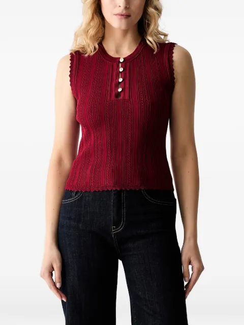 GUESS USA cable-knit scalloped-edge top Red W6YR24Z0970