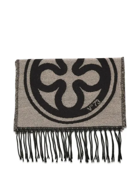 V°73 logo-print frayed scarf Black 73SP8FT03CAROLINENATURALENERO