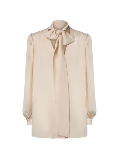 Valentino Garavani bow-detail silk shirt Neutrals BAB8K01MH