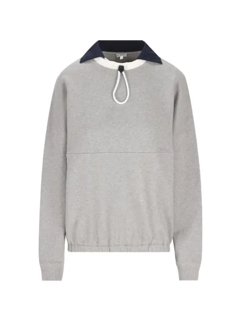 LOEWE drawstring-collar logo-embroidered sweater Grey S359Y24X66