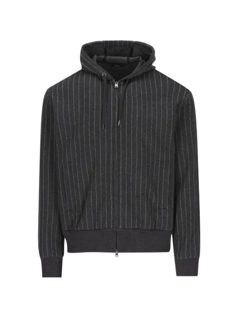 Herno pinstripe-pattern drawstring-hood hoodie Grey JC000084U560419487