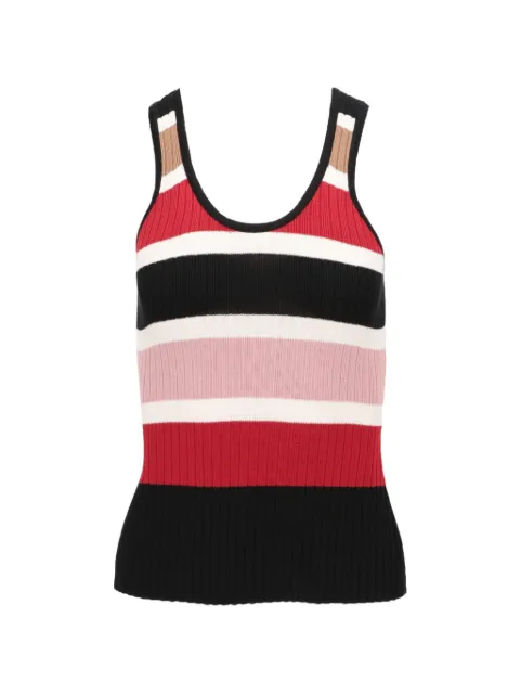 Isaia striped ribbed-knit sleeveless top Red MG025DYD008170