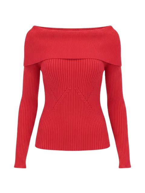 Isaia ribbed-knit off-the-shoulder sweater Red MG041DYD014160