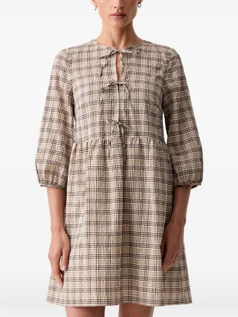 Marc O'Polo checked tie-fastening mini dress Neutrals 5000008145