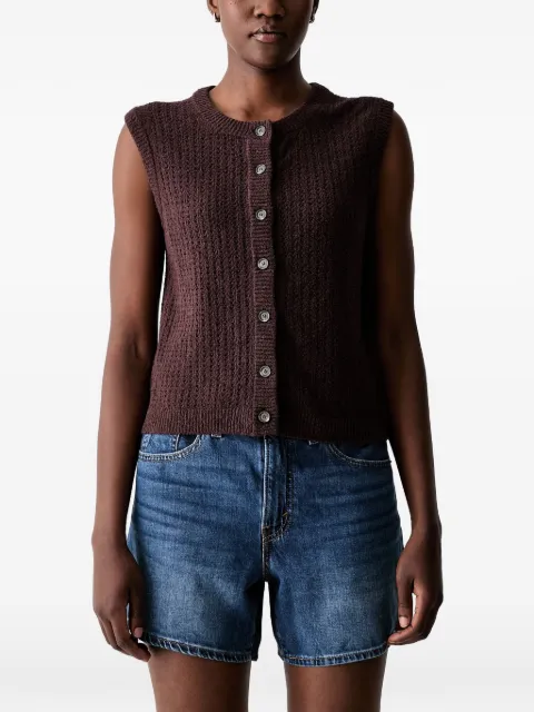 Marc O'Polo pointelle-knit button-up cardigan Brown 5000010042