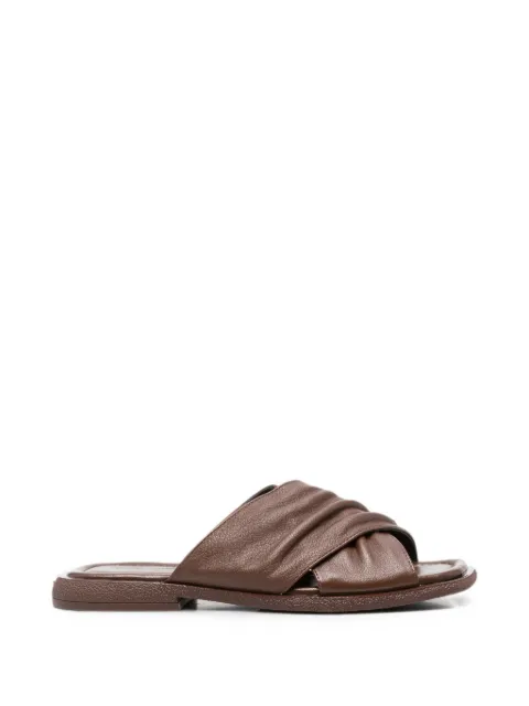 SERGIO MORETTI FIRENZE crossover-strap ruched sandals Brown 604426140BRW