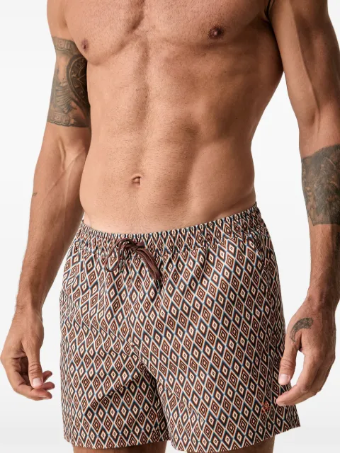 Marc O'Polo diamond-print swim shorts Brown 10226736