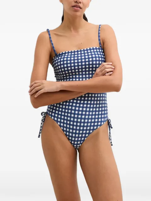 Marc O'Polo gingham-check ruched-side swimsuit Blue 10226871