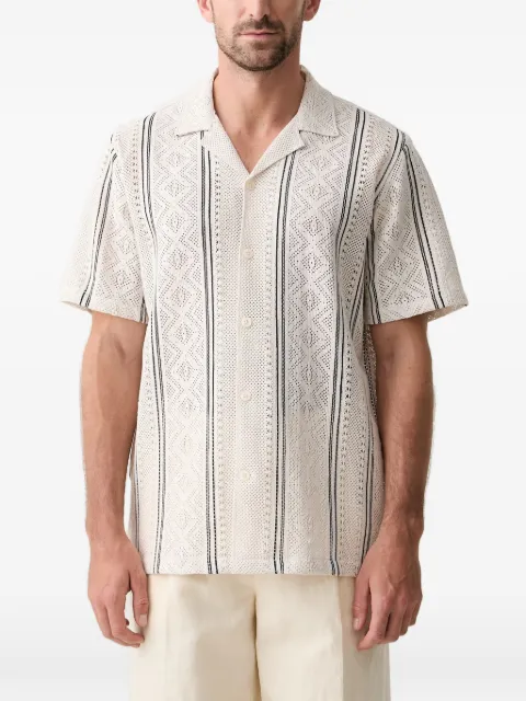 Lindbergh geometric-lace striped shirt White 30203887
