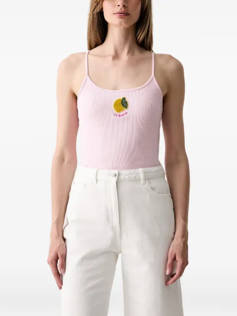 MC2 Saint Barth Zaira bead-embellished ribbed top Pink ZAI0001