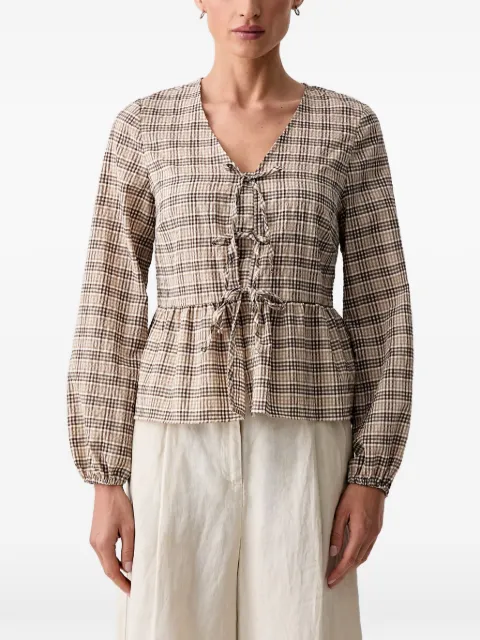 Marc O'Polo check-pattern peplum blouse Brown 5000008076
