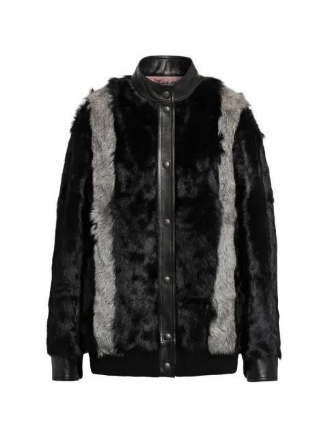 Valentino Garavani panelled fur and leather jacket Black 9B3NB26ZAAS