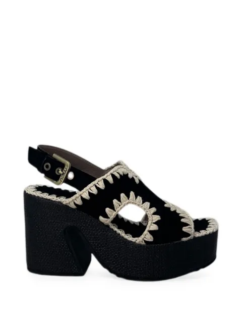 Mou crochet-trim platform sandals Black MUSW721002A