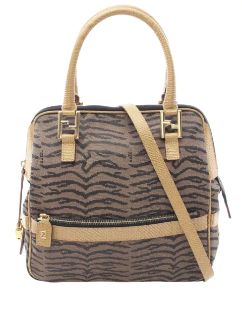 Fendi Pre-Owned 20th Century Zebra Print Canvas satchel Brown D3PMB6UBX9REOWL3
