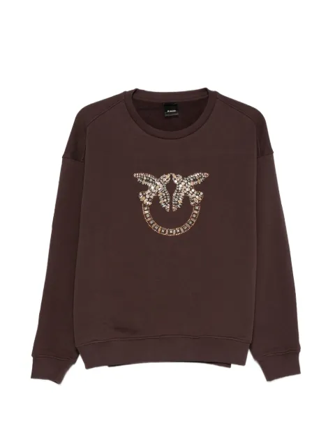 PINKO Love Birds crystal-embellished sweater Brown 100534A3JQ