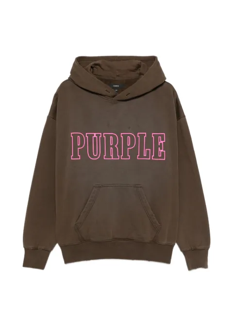 Purple Brand logo-print distressed cotton hoodie Brown M4199MBMS326BLACK