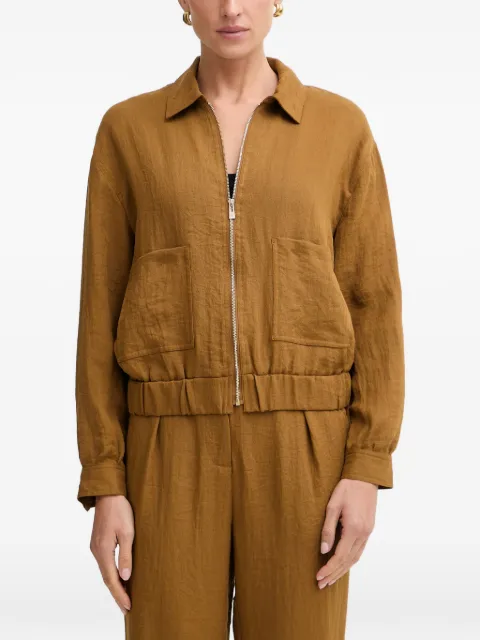 Morgan zip-up elasticated-hem bomber jacket Brown 261VLEDA
