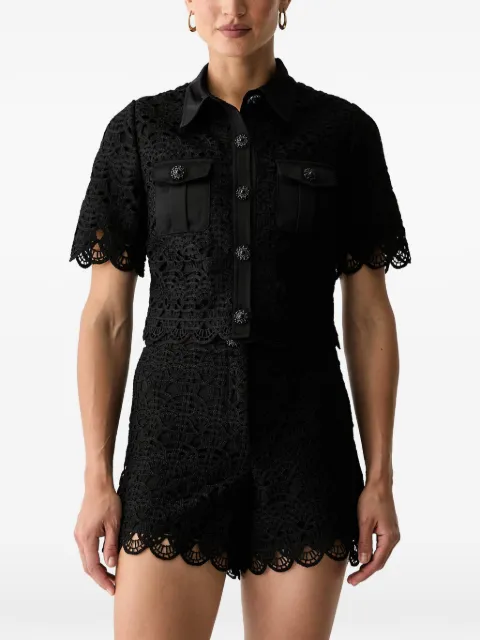 Morgan guipure-lace flap-pocket shirt Black 251CREMA