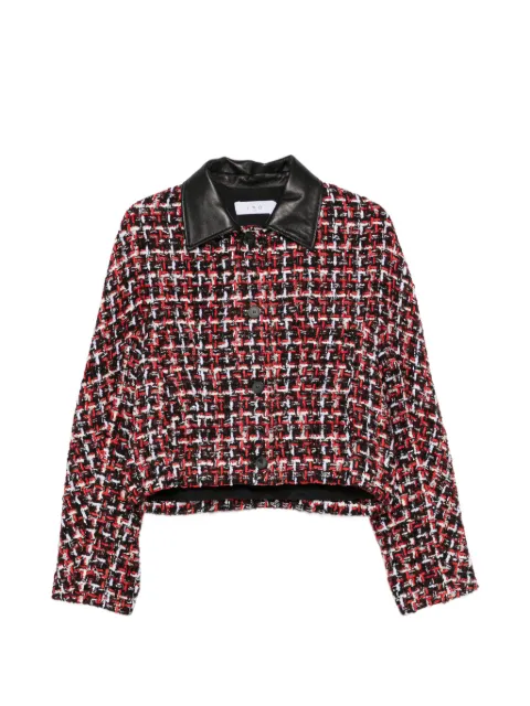 IRO Nuffy tweed leather-collar jacket Black WP07NUFFY