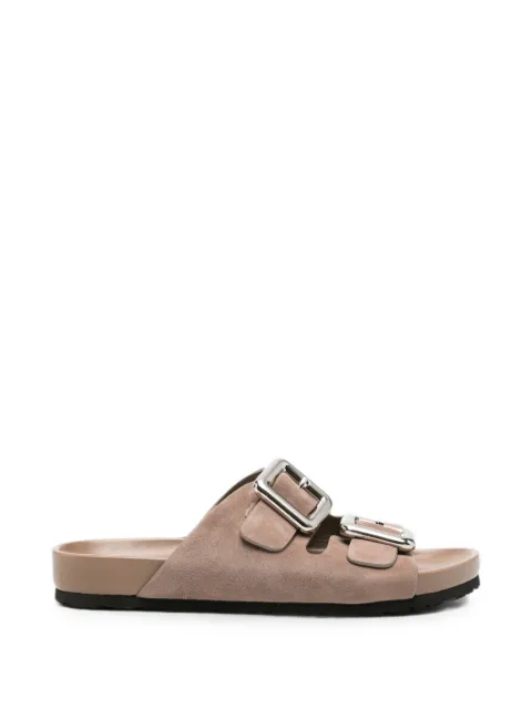 SERGIO MORETTI FIRENZE buckle-fastening suede slippers Neutrals 604526110