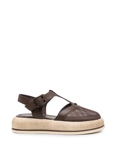 SERGIO MORETTI FIRENZE mesh-panelled platform sandals Brown 604526107