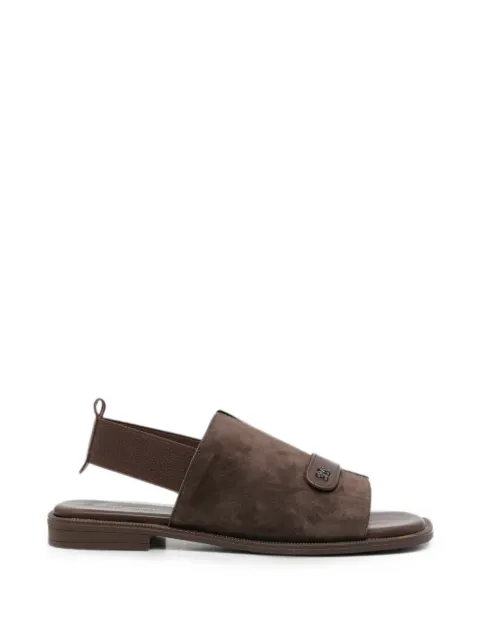 SERGIO MORETTI FIRENZE logo-plaque slingback sandals Brown 604526111
