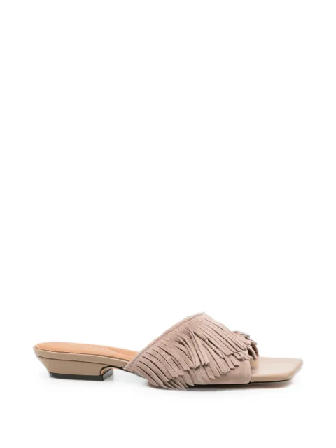 SERGIO MORETTI FIRENZE fringed suede sandals Neutrals 604526101