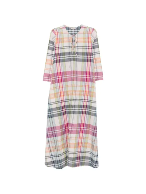 Ordi.to Lavinia check-print tie-fastening maxi dress Neutrals LAVINIA