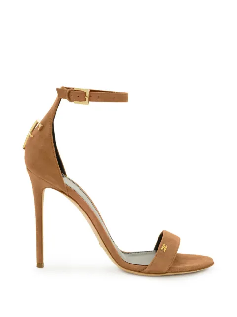 Elisabetta Franchi suede sandals with logo detail Neutrals SA89L66E2