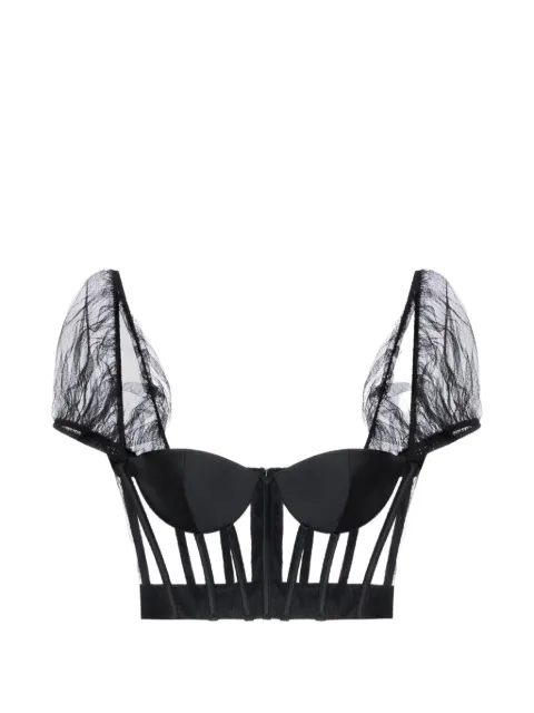 Elisabetta Franchi mesh and gazar bustier top Black TO08967E2