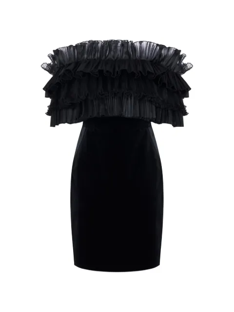Elisabetta Franchi dress in velvet fabric with flounces Black AB01467E2