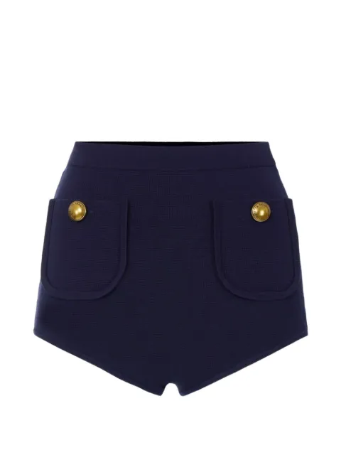 Elisabetta Franchi knit shorts with jewel buttons Blue KS09S66E2