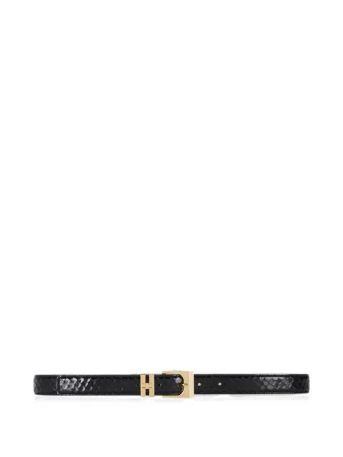 Elisabetta Franchi leather belt with fish-scale pattern Black CT63S67E2