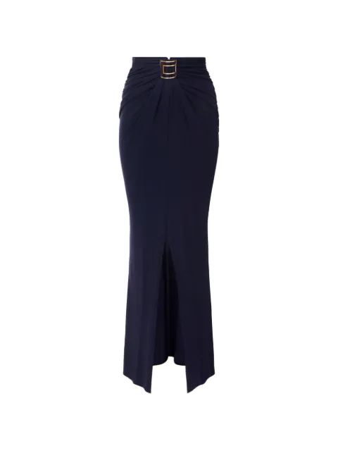 Elisabetta Franchi skirt in crêpe jersey fabric with jewel logo Blue GO25167E2