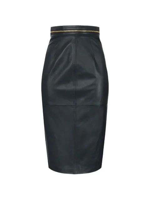 Elisabetta Franchi leather skirt with zip Black GP01Z66E2