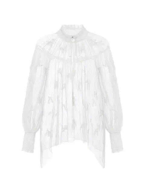 Elisabetta Franchi blouse in lace fabric with ruffles White RC01J67E2