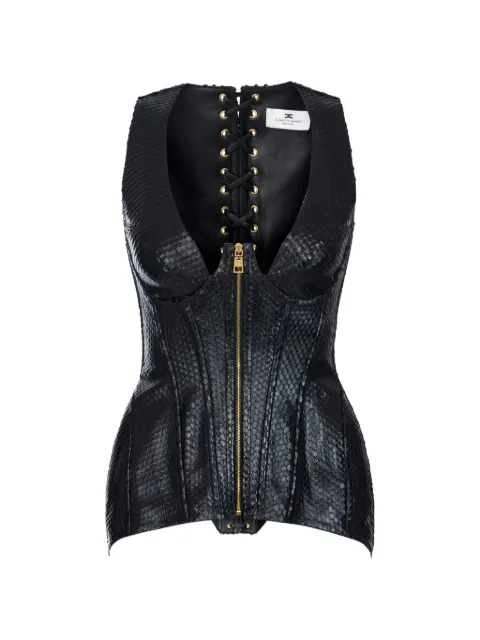 Elisabetta Franchi nappa leather bustier-style waistcoat Black IP01G68E2