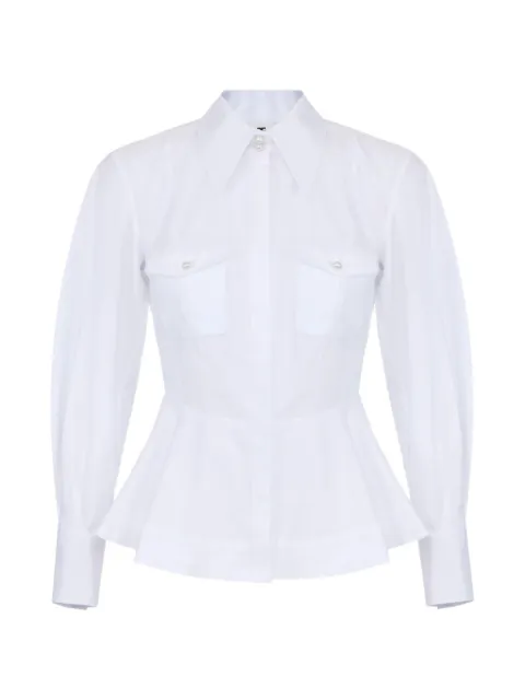 Elisabetta Franchi cotton poplin shirt with flounce White CA16967E2