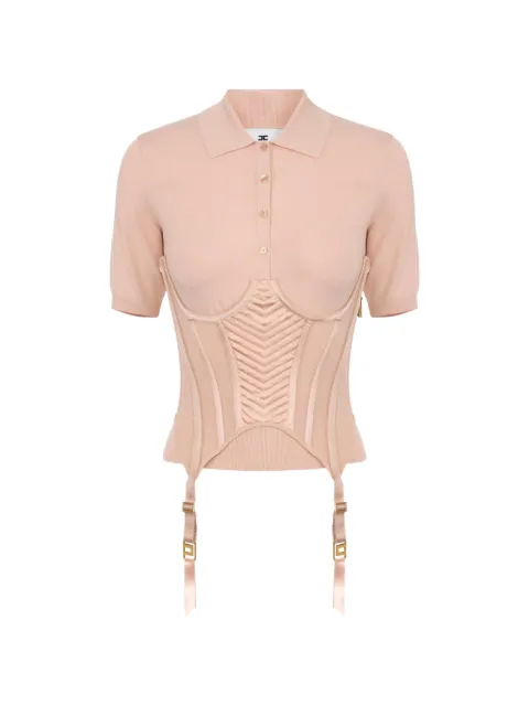 Elisabetta Franchi knit bustier-style polo shirt Neutrals MK23S67E2