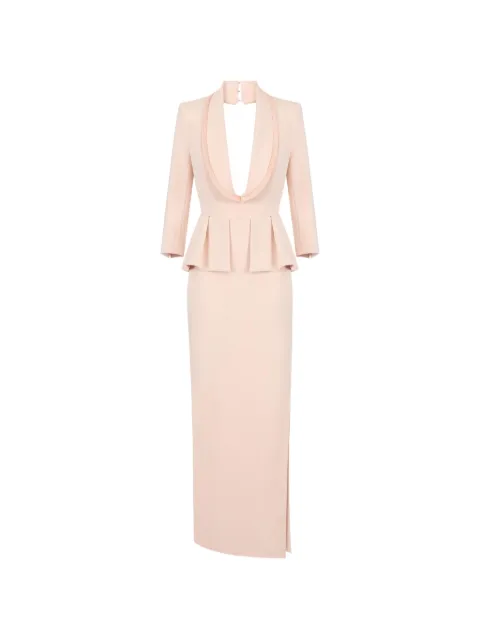 Elisabetta Franchi red carpet dress in lightweight crêpe and satin fabrics Pink ABR0866E2