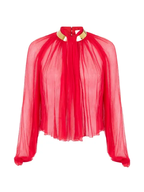 Elisabetta Franchi blouse in crepon fabric with jewel collar Red CA18966E2