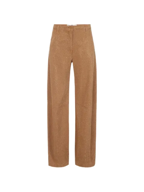 Elisabetta Franchi balloon denim jeans with rhinestones Brown PJ16D66E2