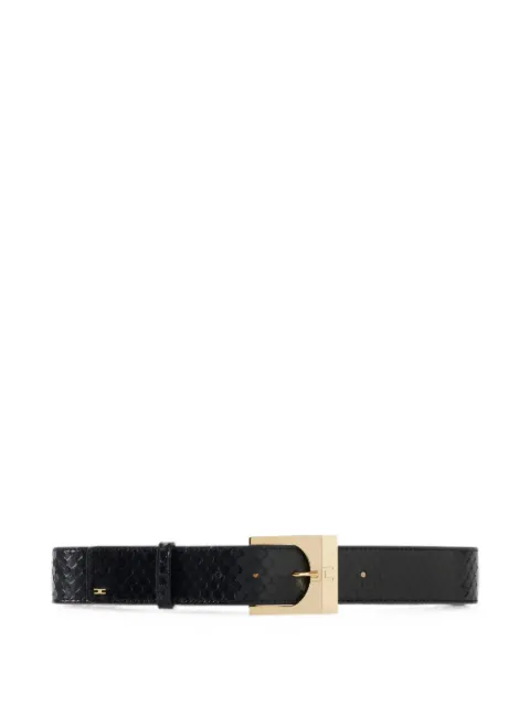 Elisabetta Franchi leather belt with fish-scale pattern Black CT43S67E2