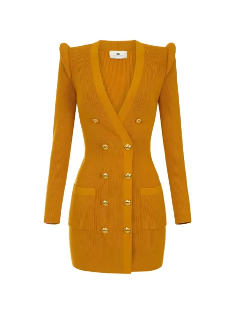 Elisabetta Franchi mini dress in knit fabric with 3D details Yellow AM13S66E2