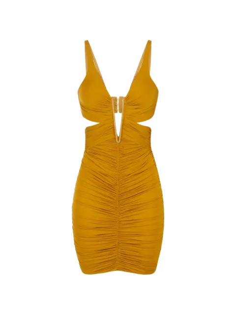 Elisabetta Franchi mini dress in lightweight crêpe jersey fabric Yellow AB03467E2