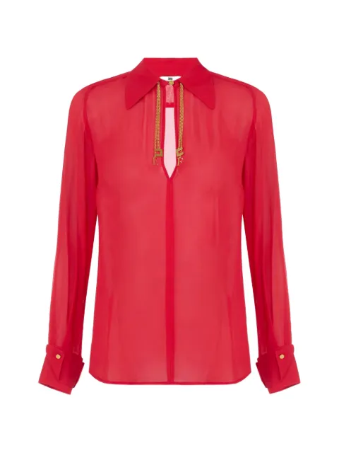 Elisabetta Franchi blouse in georgette fabric with jewel logos Red CA19466E2