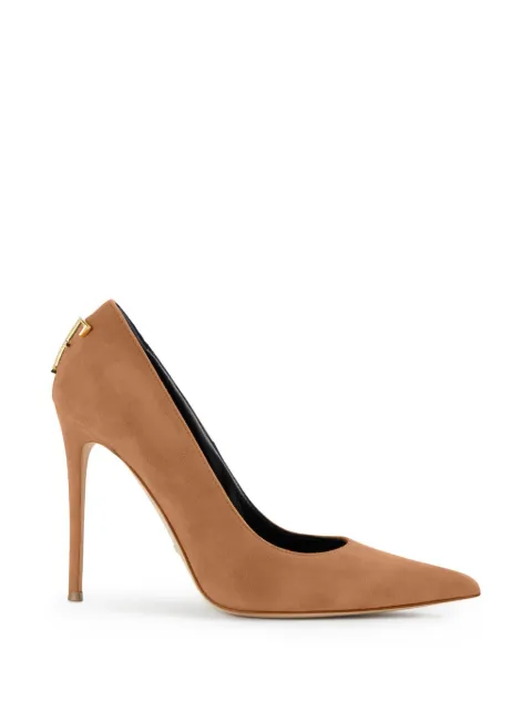 Elisabetta Franchi suede pumps with logo detail Brown SA88L66E2