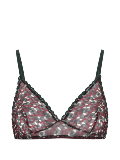 Laura Urbinati geometric-print lace-trim bra Green I4R05RT