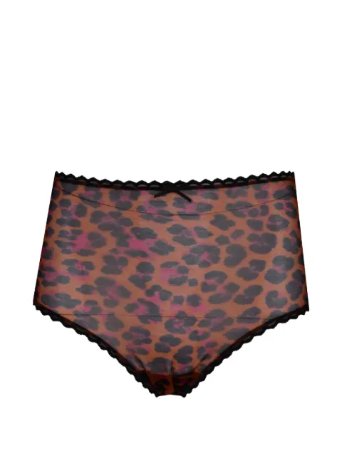 Laura Urbinati leopard-print lace-trim briefs Brown I7S01RR